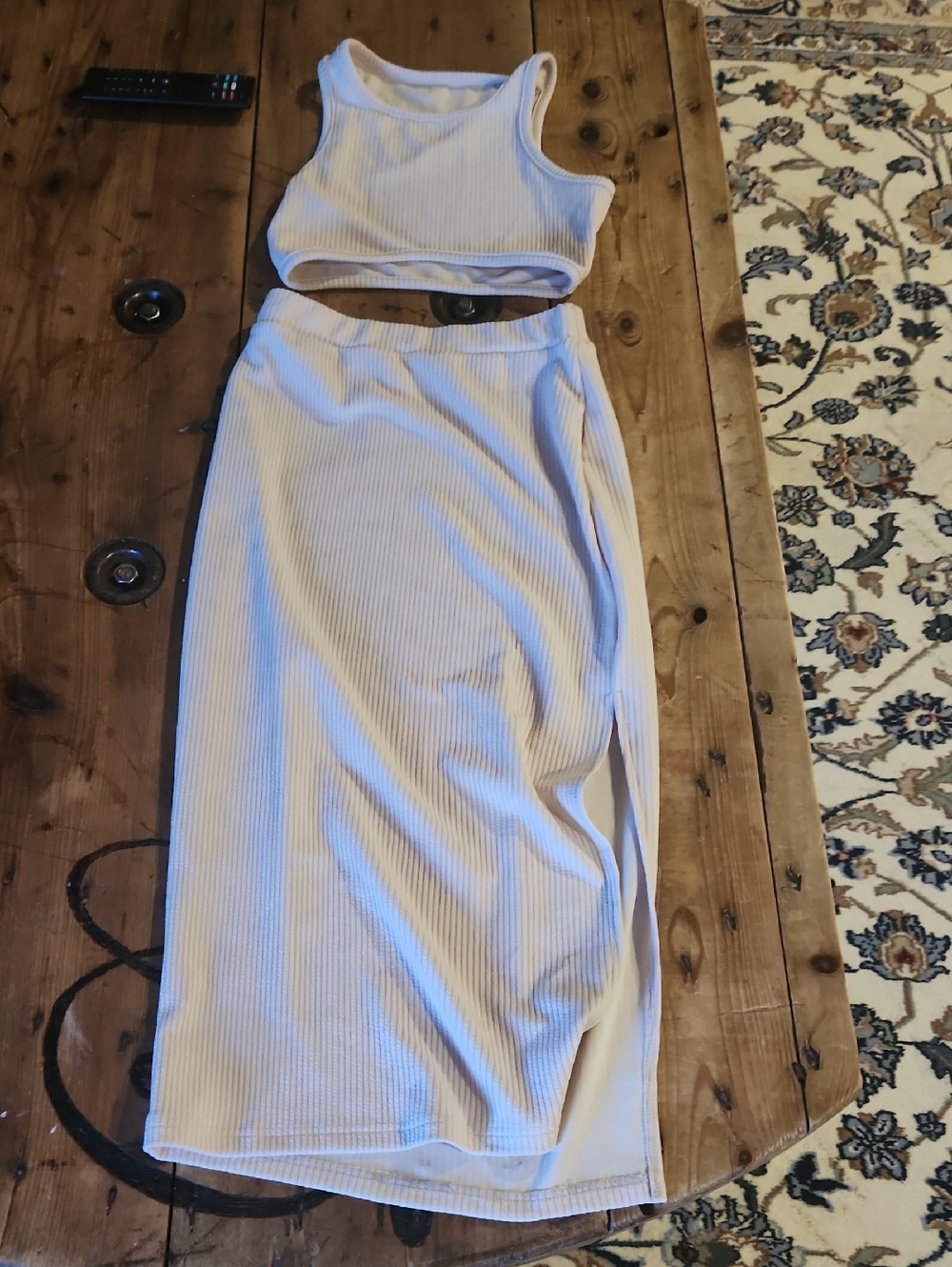 Ribbed Two-Piece Midi Dress in Light Lavender